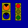 distant orange, home red