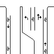 Lane ends at crossing